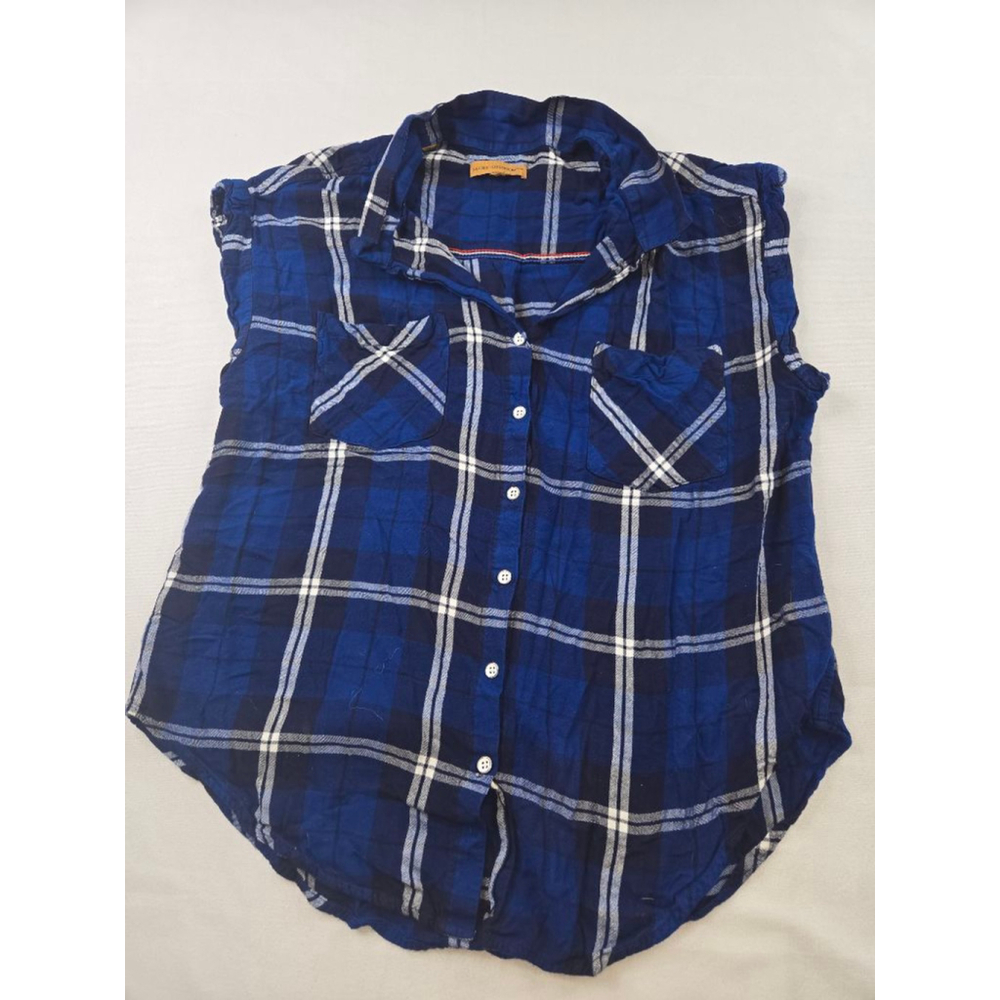 Women's Jacks Girlfriend Blue White Plaid Button Down Shirt XXL